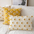 Axyaa Daisy Floral Cushion Cover - White Embroidered Pillow Cover (45x45cm/30x50cm)