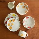 Axyaa Hand-painted Fruit Pattern Ceramic Plate Set for Elegant Dining