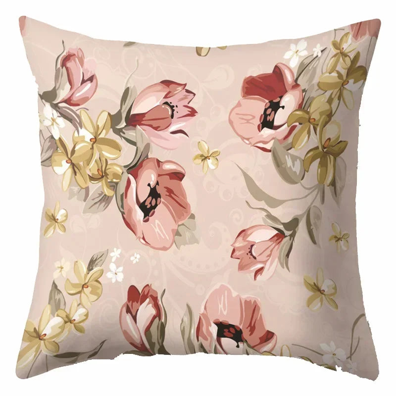 Axyaa Tree Flower Plant Landscape Print Pillow Cover 45X45CM