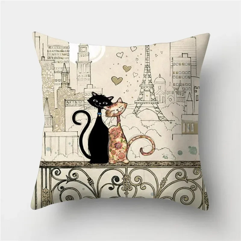 Axyaa Butterfly Cat Animals Design Pillowcase - Nordic Home Decor