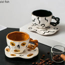 Axya Ceramic Mug & Plate Set with Unique Handle. Breakfast & Beverage Cups.