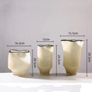 Axyaa Black Pleated Glass Vase for Elegant Flower Arrangement