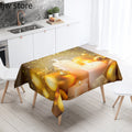 Axyaa Christmas Candle Printed Tablecloth Set