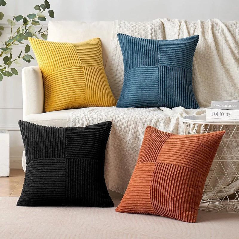 Axyaa Blue Luxury Spliced Patchwork Cushion Cover 18x18 Inch