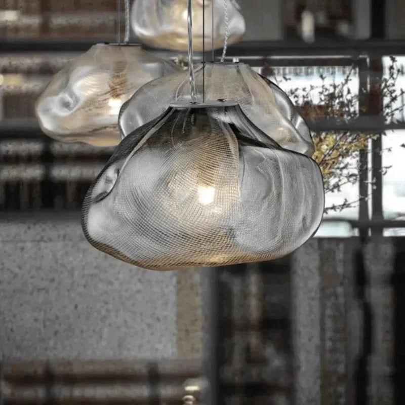Axyaa Glass LED Pendant Light: Modern Cloud Design Hanging Lamp for Dining Room