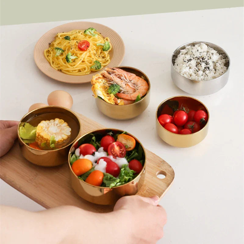 Axyaa Stainless Steel Double Layer Rice Soup Bowl - Durable Kitchen Tableware