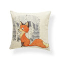 Axyaa Creative Fox Christmas Tree Cushion Cover - Retro Animal Sofa Decor Pillowcase