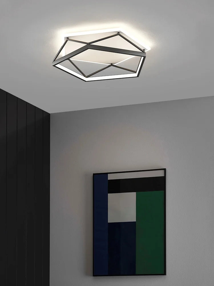 Axyaa Geometric LED Ceiling Lamp | Minimalist Nordic Bedroom Designer Light