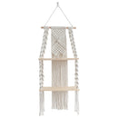 Axyaa Macrame Wall Hanging Shelf Boho Home Decor Wood Decoration Bedroom Living Room