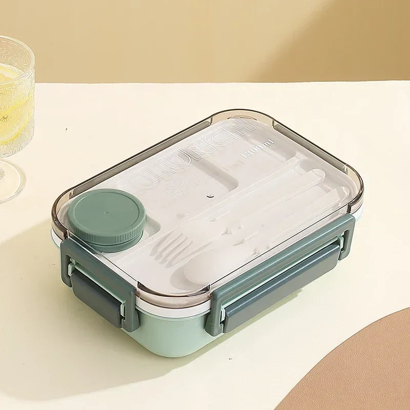 Axyaa 3-Compartment Bento Lunch Box with Fork and Spoon