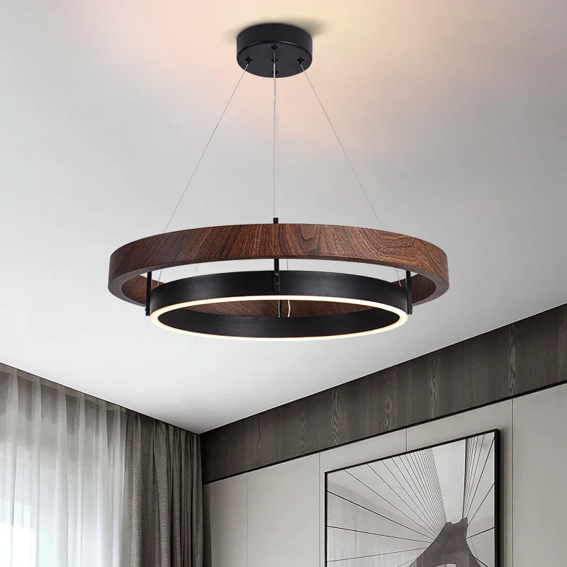 Modern LED Double Circular Chandelier for Dining, Bedroom, and Living Room by Axyaa