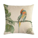 Axyaa Vintage Bird Pattern Cotton Linen Throw Pillow Cover for Sofa