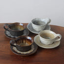 Axyaa Kiln Ceramics Latte Cups Set - Italian Style Coffee Mugs & Saucers