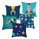 Cartoon Spacecraft Astronaut Rocket Pillowcase for Home Decor - Axyaa