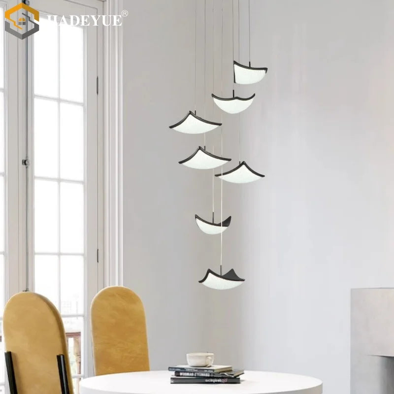 Axyaa Nordic LED Crystal Sand Chandelier for Staircase, Living Room, and Bedroom