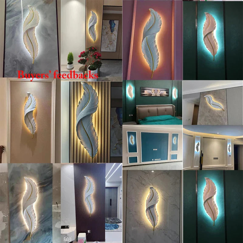 Axya LED Feather Wall Lamp for Bedroom Living Room Hallway Decor