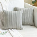 Soft Corduroy Striped 18x18 Inch Throw Pillow Covers for Winter Home Decor - Axyaa