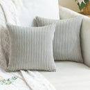 Soft Corduroy Striped 18x18 Inch Throw Pillow Covers for Winter Home Decor - Axyaa
