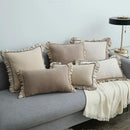 Axyaa Sand-Washed Cotton Lace Throw Cushion Cover with British Style, for Stylish Sofas.