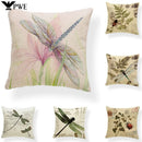 Axyaa Dragonfly Pattern Cushion Cover, Blue Butterfly Leaves 45x45cm
