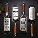 Axyaa Stainless Steel Cheese Grater with Wooden Handle and Vegetable Slicer