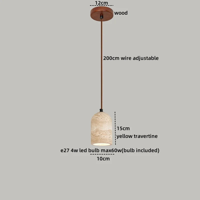 Axyaa Yellow Travertine LED Pendant Lights for Modern Living Spaces