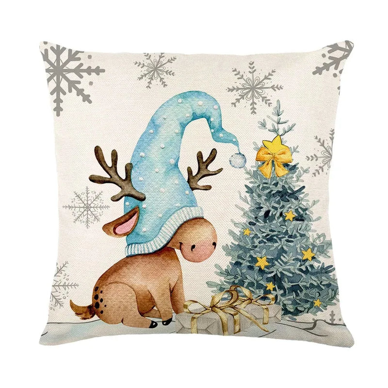 Merry Christmas Pillow Cover Set with Festive Prints - Axyaa