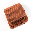 Axyaa Caramel Knit Throw Blanket - Soft, Warm, Textured, & Stylish