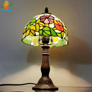 Axyaa 8-Inch Petunia Tiffany Style Table Lamp with Hand-welded Art Glass
