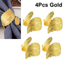 Gold Maple Leaf Napkin Rings by Axyaa - Set of 18 Elegant Metal Holders for Wedding, Party, Dinner