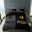 Axyaa Black Grey Crown Lettering Duvet Cover Set for Home and Dorm Decor