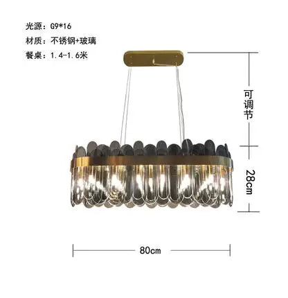 Axyaa Nordic Smoke Grey Glass Chandelier Pendant Light for Living Room, Bedroom, Hotel, Restaurant, Bar
