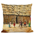 African Tribal Life Oil Painting Decorative Cushion Cover for Axyaa Branded Linen Pillowcase