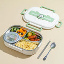 Axyaa Stainless Steel Thermal Lunch Box with Cutlery Set - 4/5 Grids, Microwave Safe