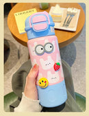 Axyaa Kids Stainless Steel Animal Thermos Water Bottle with Straw