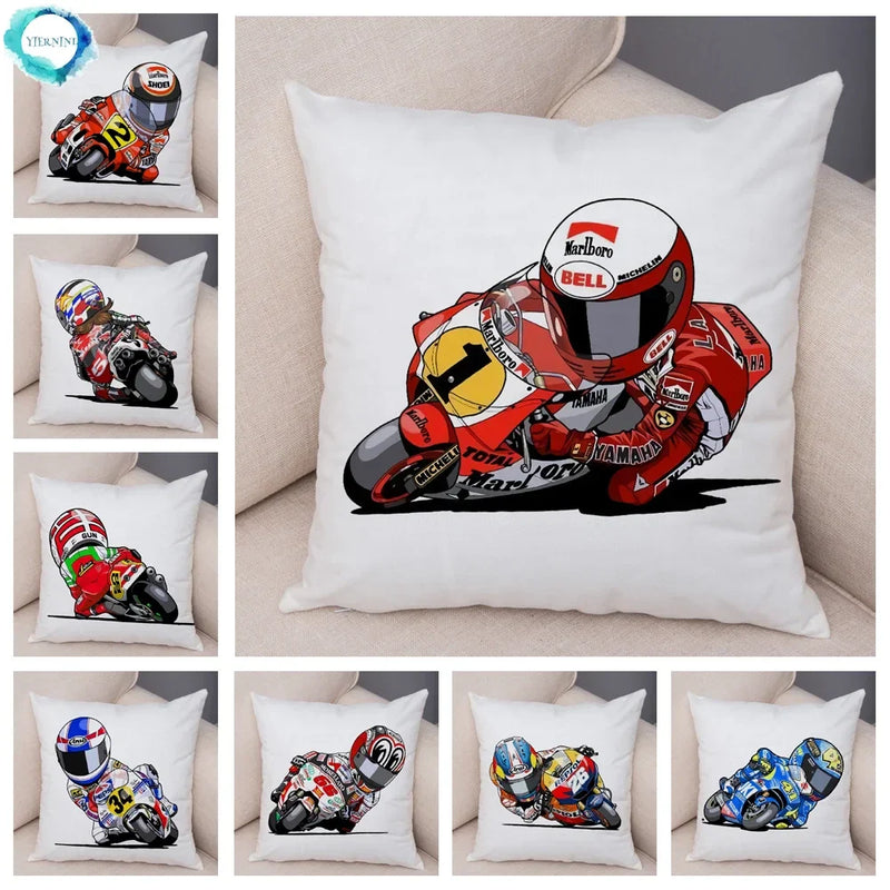 Axyaa Cartoon Sport Motorcycle Cushion Cover - Super Soft Plush Pillow Case