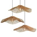 Axyaa Rattan Straw Hat Pendant Light - Retro Style for Home & Restaurant Decor