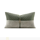 Axyaa Luxury Horsehair Leather Sofa Waist Pillow 30x50cm Silver-Green