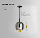 Axyaa Glass Pendant Lights - Smoke Grey LED Hanging Lamp for Dining Room, Bedroom, Bar, Indoor Decor