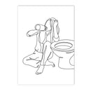 Axyaa Minimalist Wine Cup Woman Body Line Art Canvas Wall Print for Home Decor