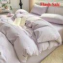 Axyaa Solid Color Cotton 4-Piece Set: Mattress, Bed Sheet, Quilt Cover - Super Soft