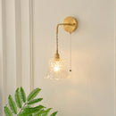 Axyaa Flower Glass LED Wall Sconce Pull Chain Switch Nordic Modern Light