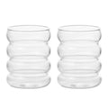 Axyaa Wave Vintage Glass Cups Set for Cold Drinks, Milk, Juice, Champagne