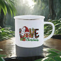 Axyaa Christmas Enamel Mugs, Santa Snowman Reindeer Design, Festive Xmas Party Cup