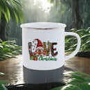 Axyaa Christmas Enamel Mugs, Santa Snowman Reindeer Design, Festive Xmas Party Cup