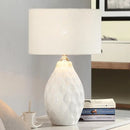 Axyaa White Ceramic Table Lamp with Remote Control and Fabric Shade