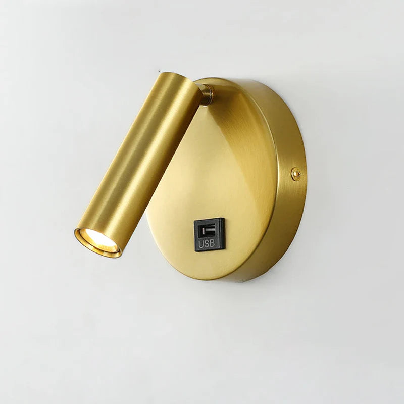 Axyaa Black Brass LED Reading Wall Lamp Brightens Hotel Bedside with Adjustable Rotatable Head