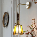 Axyaa Vintage LED Walnut Wood Wall Light with Pull Chain Switch