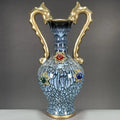 Axyaa Song Dynasty Gilded Gemstone Double Dragon Vase for Home Living Room Decor