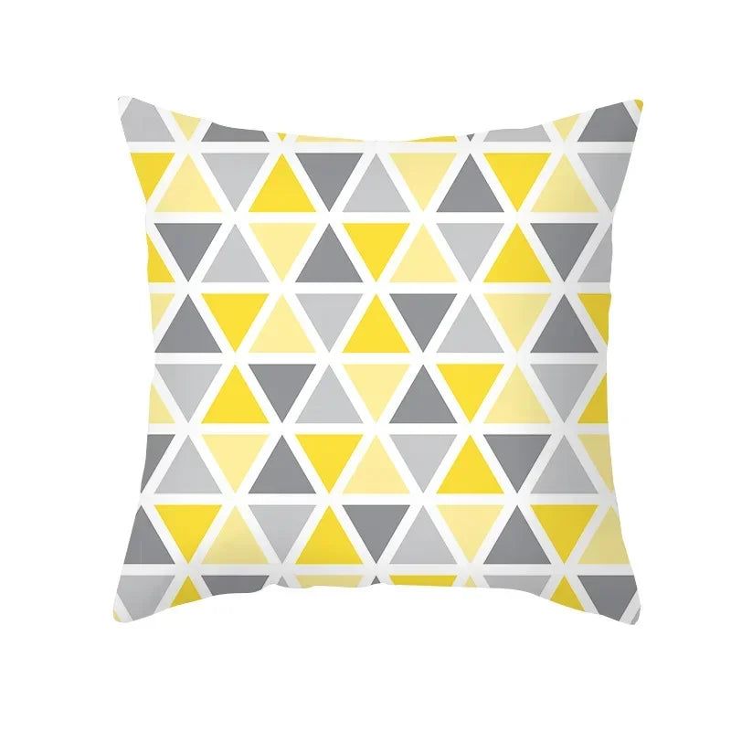 Yellow Gray Geometric Print Pillow Cover 45*45cm for Axyaa - Home Decor Essential